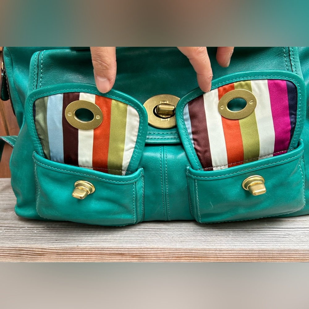 Coach Bleecker Street Limited Edition Legacy Peyton Leather Satchel Teal Green - Picture 2 of 11